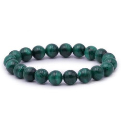 Bracelet en Malachite Foncée - Perles de 10mm - Qualité Supérieure