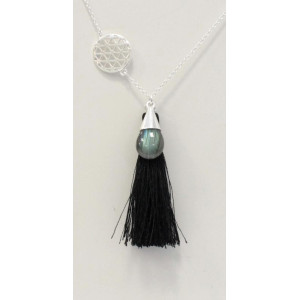 collier goutte argent et labradorite