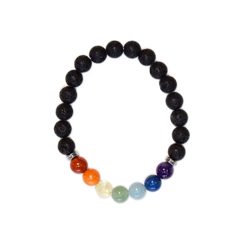 bracelet 7 chakras pierre de lave 8mm