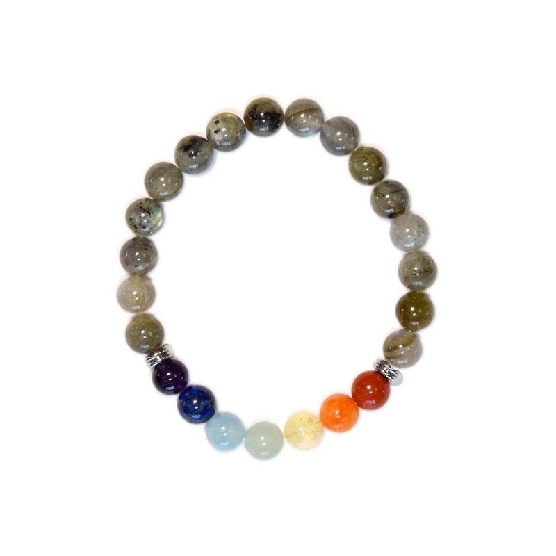 bracelet 7 chakras labradorite perles 8mm