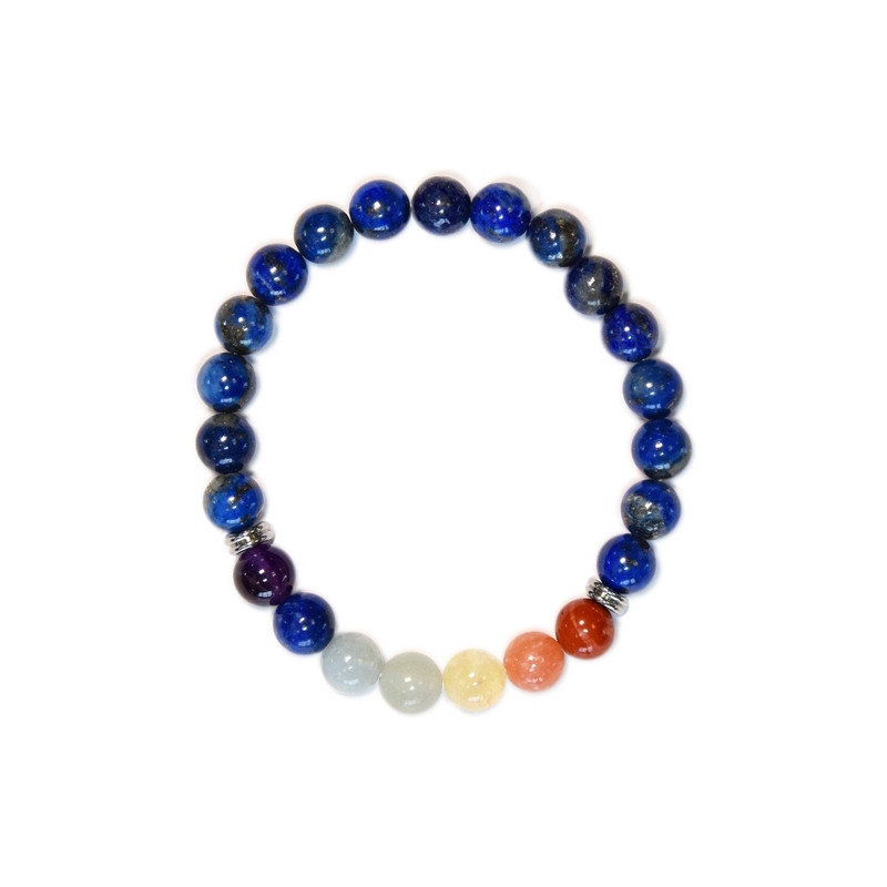 bracelet 7 chakras lapis lazuli 8mm